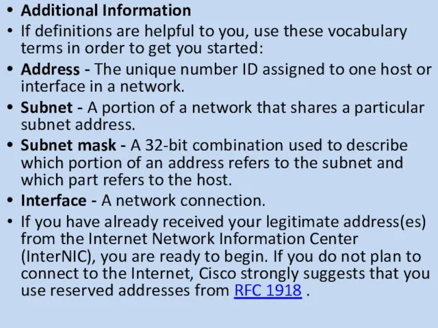 Additional Information If definitions are helpful to you, use these