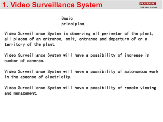 1. Video Surveillance System Video Surveillance System is observing all