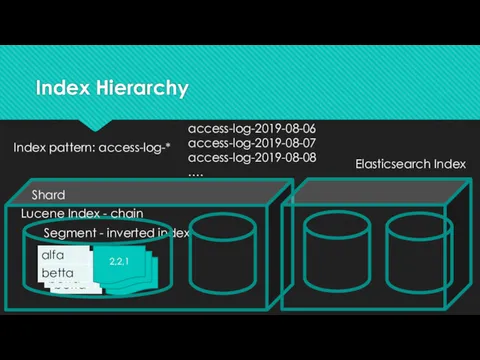 2,2,1 Index Hierarchy 2,2,1 2,2,1 Segment - inverted index Lucene