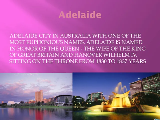 Adelaide ADELAIDE CITY IN AUSTRALIA WITH ONE OF THE MOST