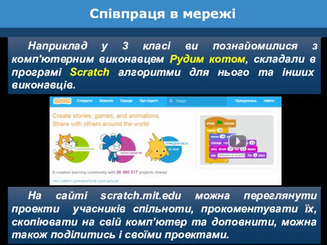 Співпраця в мережі Наприклад у 3 класі ви познайомилися з