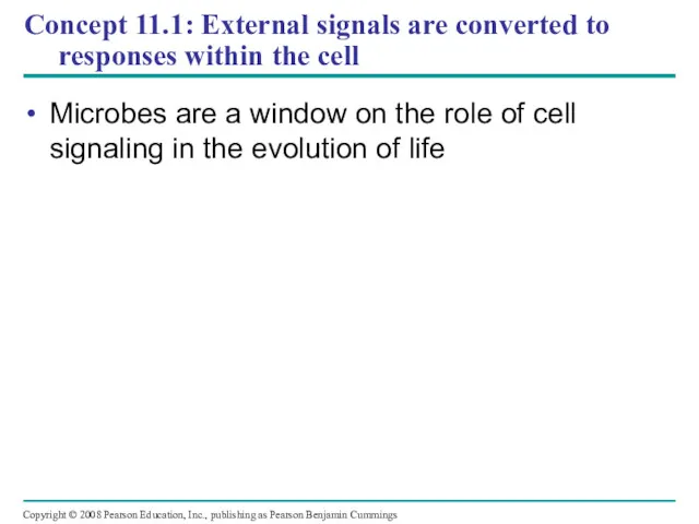Concept 11.1: External signals are converted to responses within the cell Microbes are