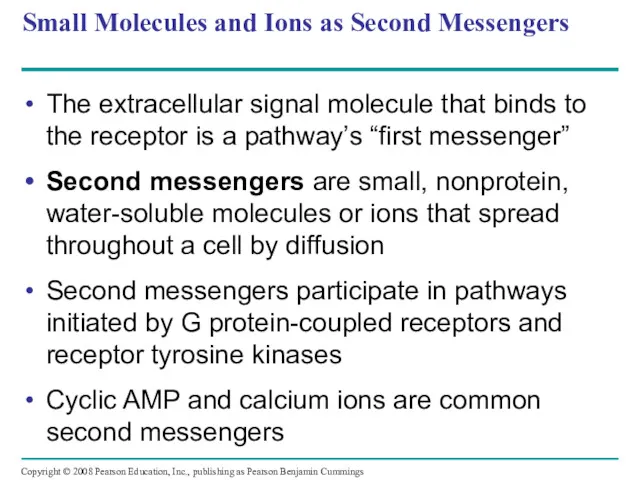 Small Molecules and Ions as Second Messengers The extracellular signal molecule that binds