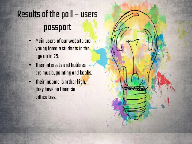 Results of the poll – users passport Main users of