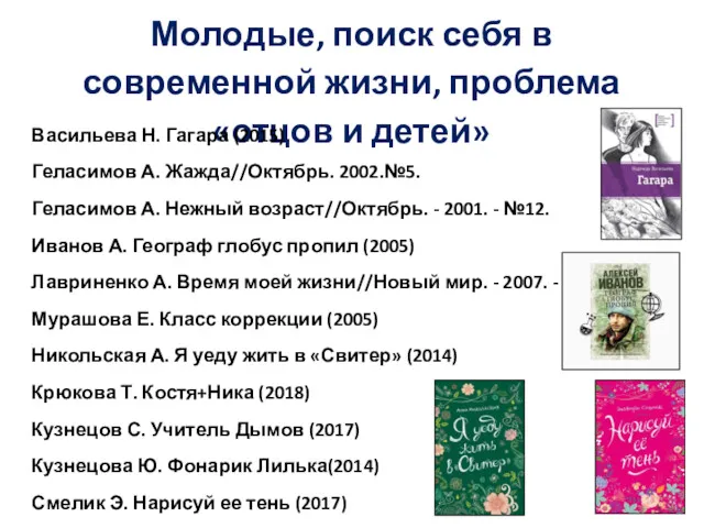 Молодые, поиск себя в современной жизни, проблема «отцов и детей»