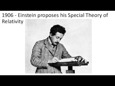 1906 - Einstein proposes his Special Theory of Relativity