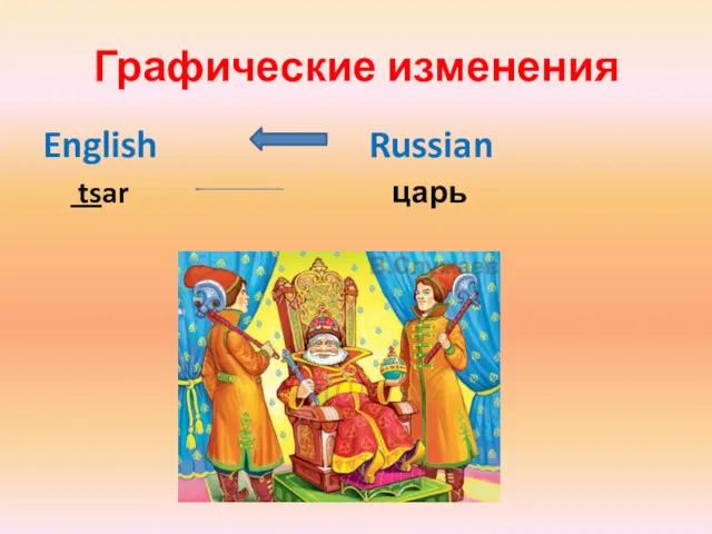 Графические изменения English tsar Russian царь