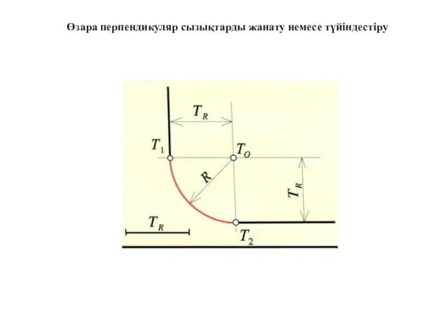 Өзара перпендикуляр сызықтарды жанату немесе түйіндестіру