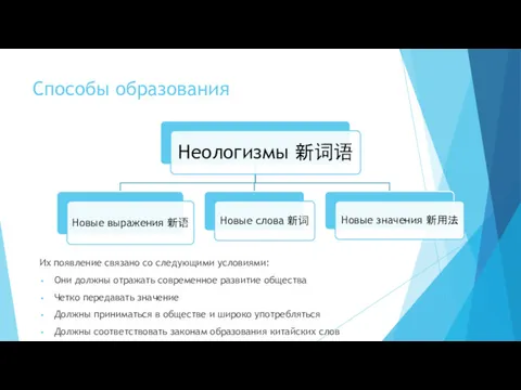 Способы образования Их появление связано со следующими условиями: Они должны