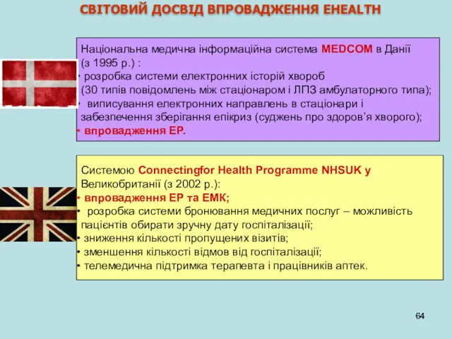 СВІТОВИЙ ДОСВІД ВПРОВАДЖЕННЯ EHEALTH Національна медична інформаційна система MEDCOM в