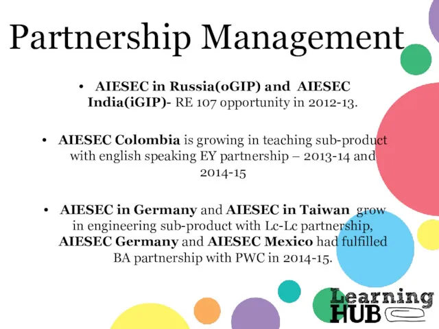 Partnership Management AIESEC in Russia(oGIP) and AIESEC India(iGIP)- RE 107 opportunity in 2012-13.