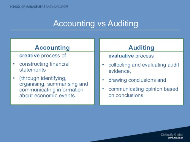 Accounting creative process of constructing financial statements (through identifying, organising,