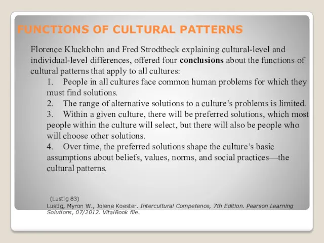 Florence Kluckhohn and Fred Strodtbeck explaining cultural-level and individual-level differences,