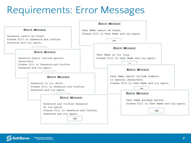 Requirements: Error Messages