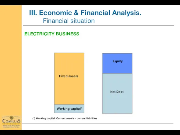 ELECTRICITY BUSINESS Equity Working capital* Fixed assets Net Debt III.