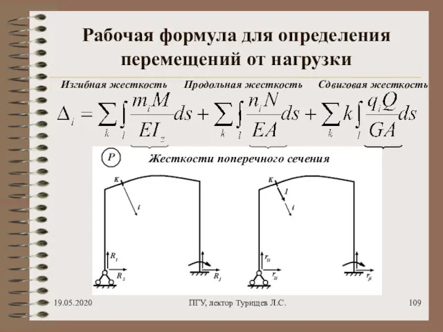 19.05.2020 ПГУ, лектор Турищев Л.С. Рабочая формула для определения перемещений