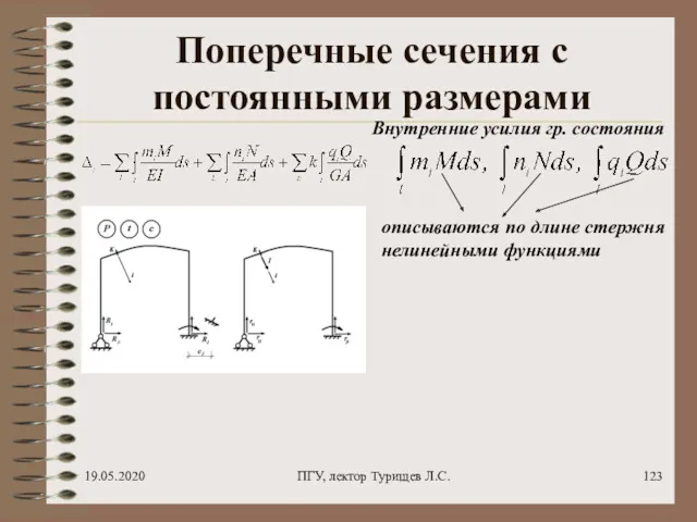 19.05.2020 ПГУ, лектор Турищев Л.С. Поперечные сечения с постоянными размерами