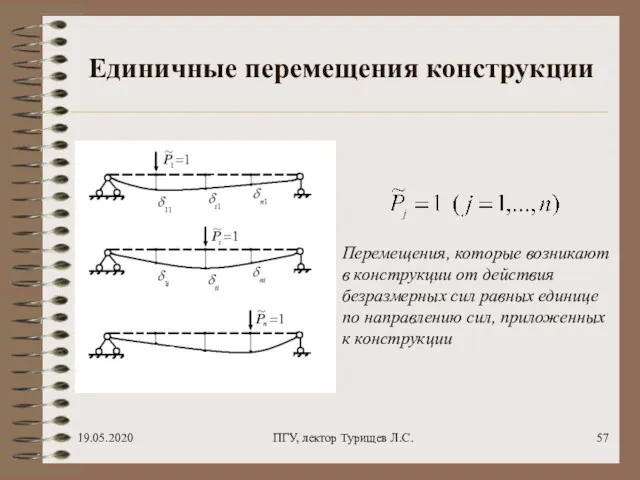 19.05.2020 ПГУ, лектор Турищев Л.С. Единичные перемещения конструкции Перемещения, которые