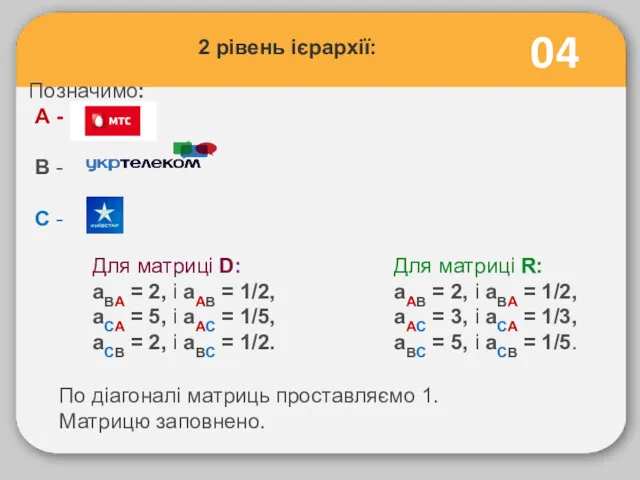 04 Позначимо: А - В - С - 2 рівень