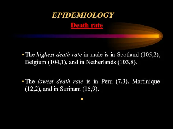 EPIDEMIOLOGY Death rate The highest death rate in male is