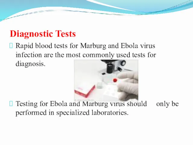 Diagnostic Tests Rapid blood tests for Marburg and Ebola virus