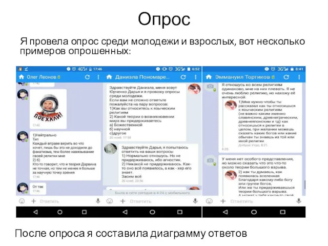 Опрос Я провела опрос среди молодежи и взрослых, вот несколько примеров опрошенных: После