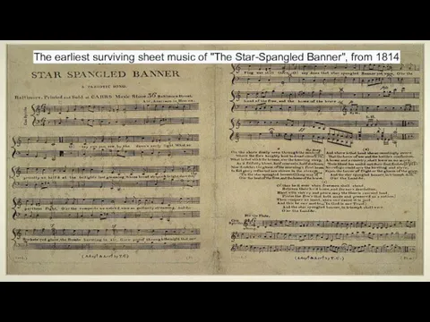 The earliest surviving sheet music of "The Star-Spangled Banner", from 1814