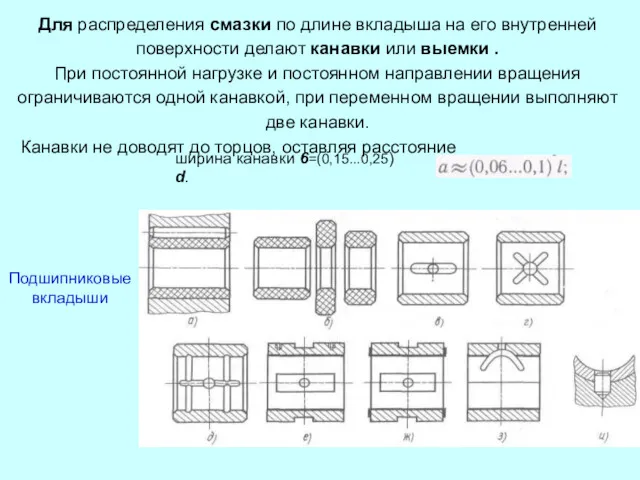 Для распределения смазки по длине вкладыша на его внутренней поверхности