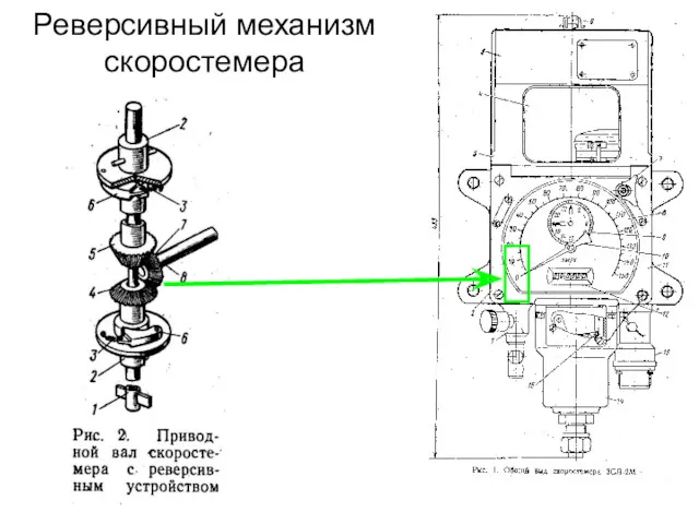 Реверсивный механизм скоростемера