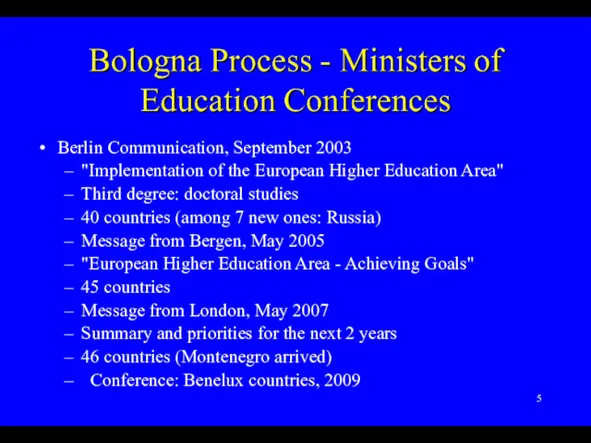 Berlin Communication, September 2003 "Implementation of the European Higher Education Area" Third degree: