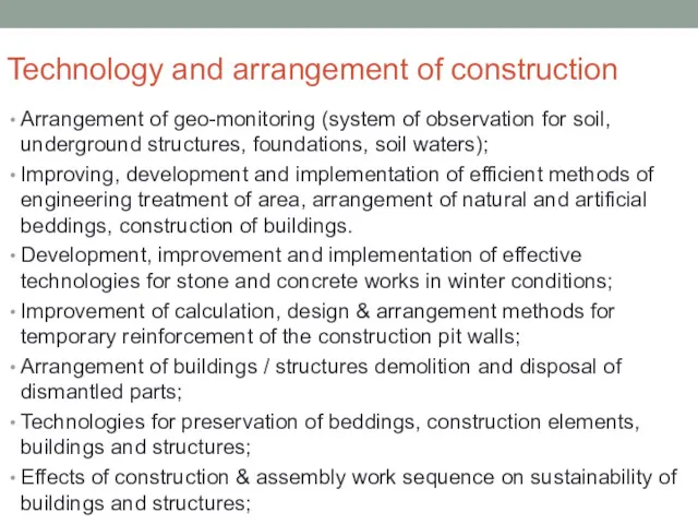 Technology and arrangement of construction Arrangement of geo-monitoring (system of observation for soil,