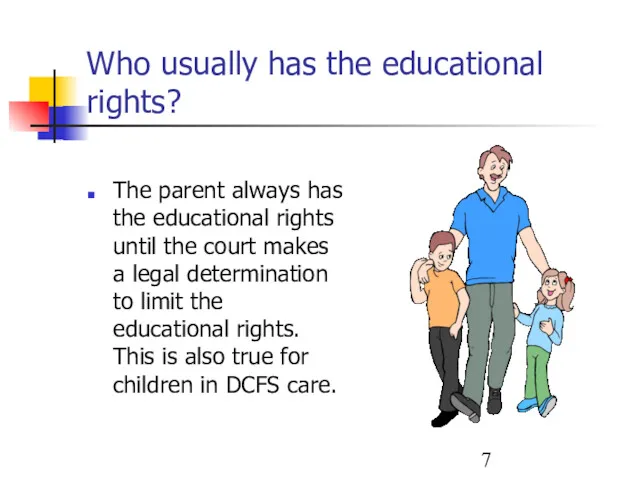 Who usually has the educational rights? The parent always has the educational rights