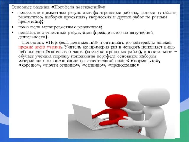 Основные разделы «Портфеля достижений»: показатели предметных результатов (контрольные работы, данные