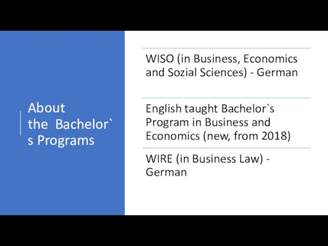 About the Bachelor`s Programs