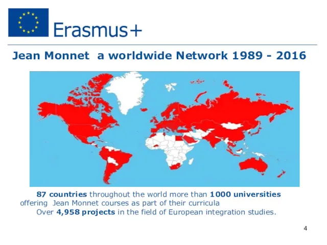 Jean Monnet a worldwide Network 1989 - 2016 87 countries