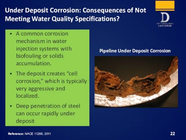 Under Deposit Corrosion: Consequences of Not Meeting Water Quality Specifications? A common corrosion