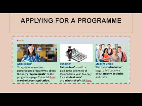 APPLYING FOR A PROGRAMME