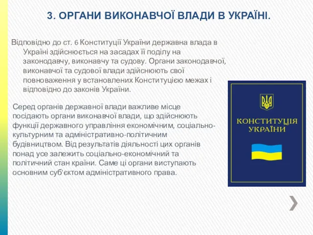 Відповідно до ст. 6 Конституції України державна влада в Україні