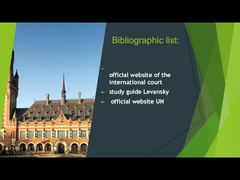 Bibliographic list: official website of the international court study guide Levansky official website UN