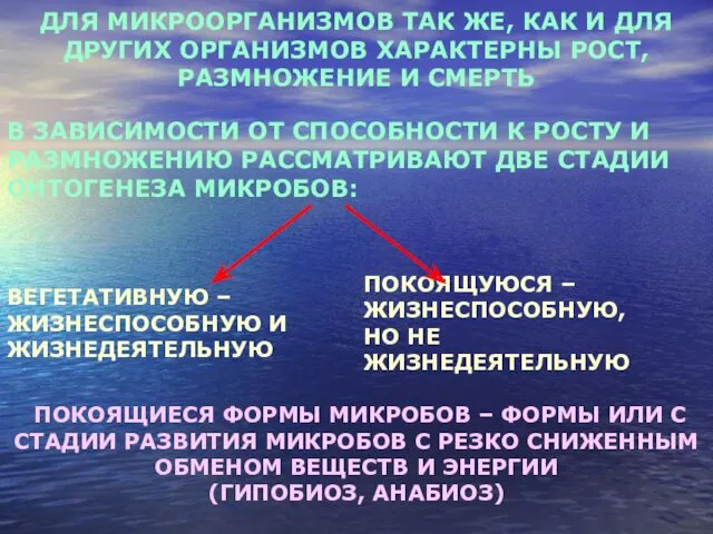 ДЛЯ МИКРООРГАНИЗМОВ ТАК ЖЕ, КАК И ДЛЯ ДРУГИХ ОРГАНИЗМОВ ХАРАКТЕРНЫ