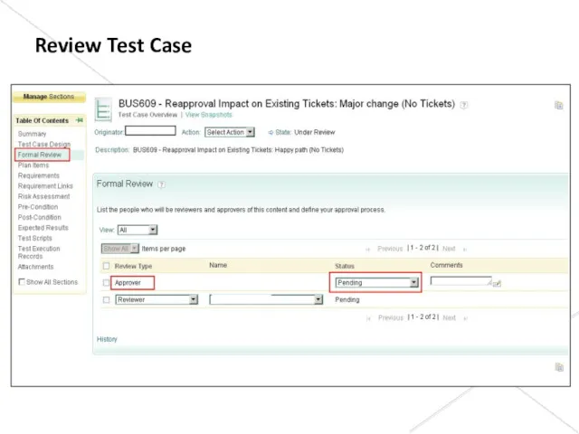 Review Test Case