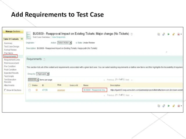 Add Requirements to Test Case