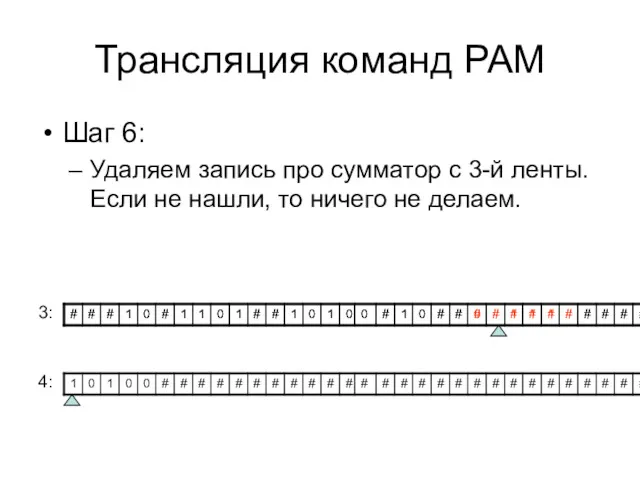 Трансляция команд РАМ Шаг 6: Удаляем запись про сумматор с