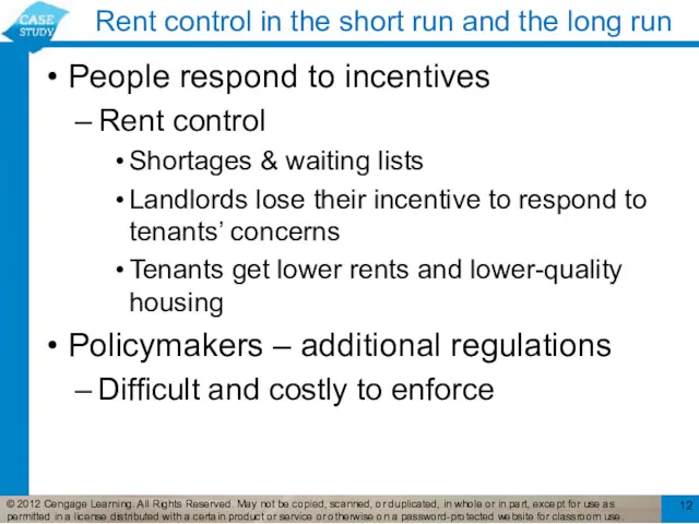 Rent control in the short run and the long run