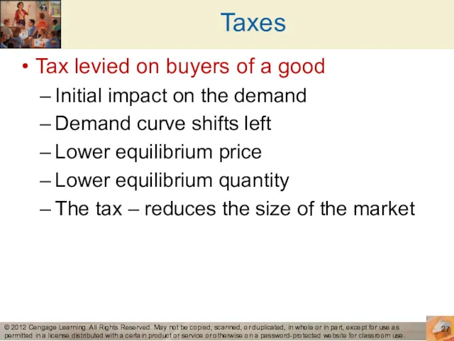 Taxes Tax levied on buyers of a good Initial impact