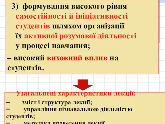 3) формування високого рівня самостійності й ініціативності студентів шляхом організації