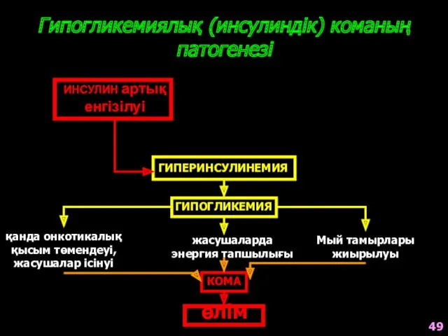 Гипогликемиялық (инсулиндік) команың патогенезі ГИПЕРИНСУЛИНЕМИЯ ГИПОГЛИКЕМИЯ қанда онкотикалық қысым төмендеуі,