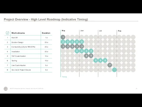 Project Overview - High Level Roadmap (Indicative Timing) SWIFT Professional