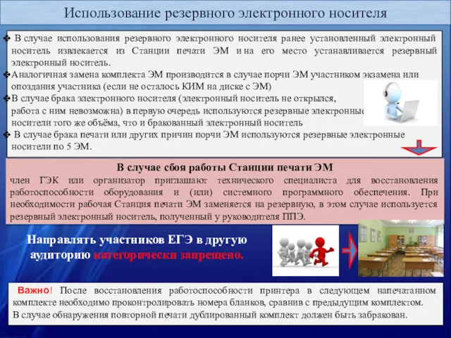 В случае сбоя работы Станции печати ЭМ член ГЭК или