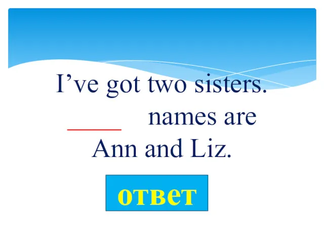 I’ve got two sisters. ____ names are Ann and Liz.